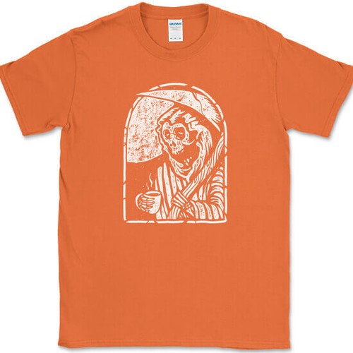 Death Prefers Decaf T-Shirt Funny Caffeine Coffee Humor Novelty Tee - Picture 8 of 10