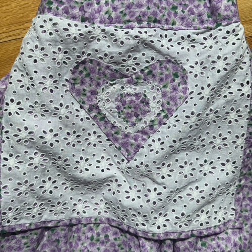 Vintage Floral dress lace collared apron Cottage Core 80s girls - Picture 3 of 8