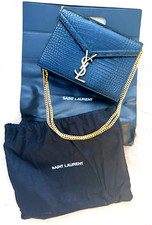Saint Laurent Cassandra Crocodile-embossed Bag- Black With Gold