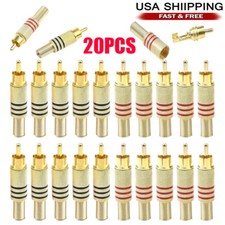 USA 20Pcs RCA Stereo Male Connector Plug with Spring Coax Audio Solder Adapter