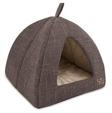 Pet Tent-Soft Bed for Dog and Cat by - Brown Linen, 19" x 19" x H:19"