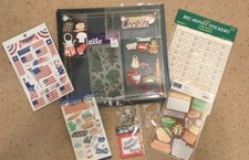 12x12 Scrapbook 13 pages Cooking Xmas Flags Money Baking B'day Stickers LOT 