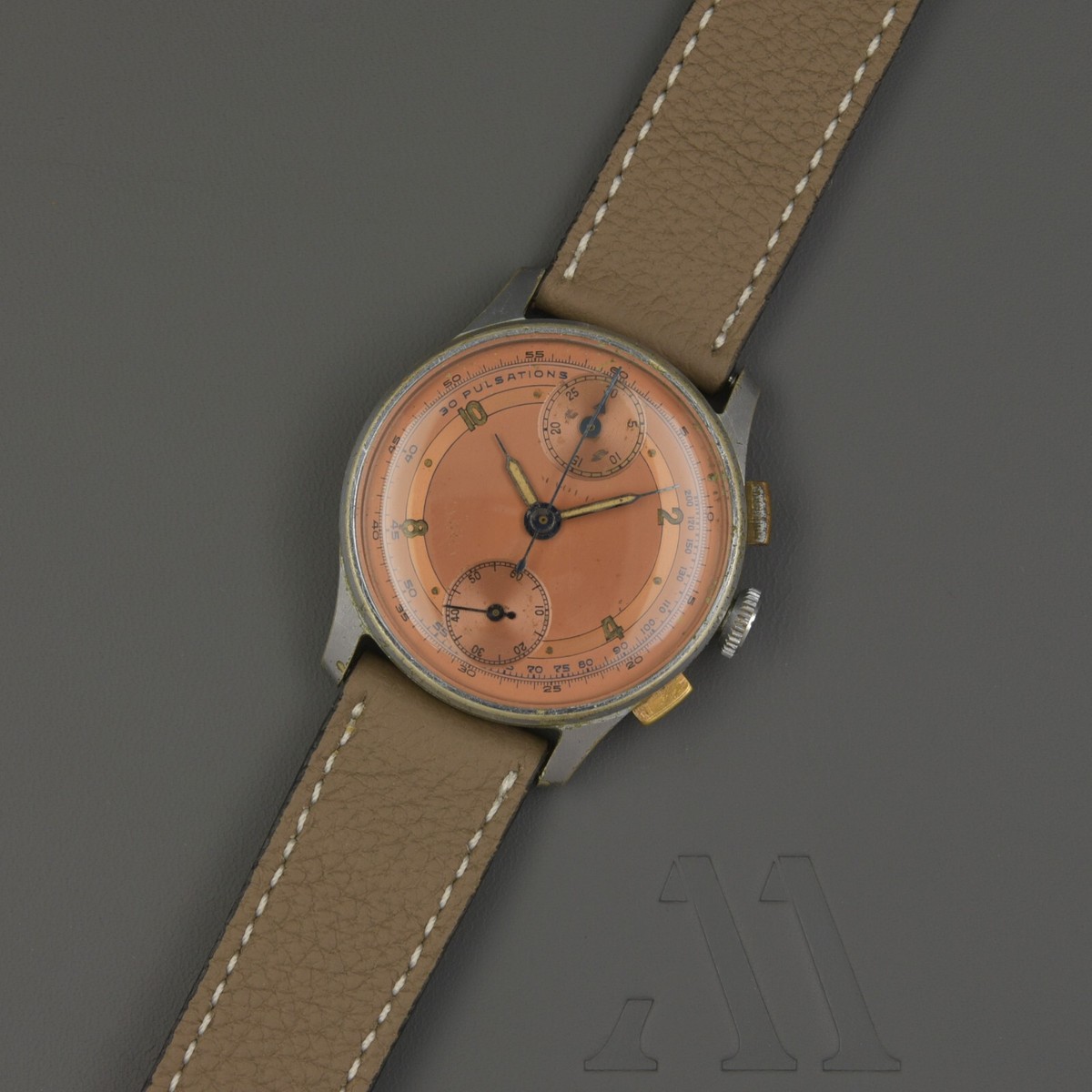 BUT Chronograph VENUS 170 SALMON DIAL Handwound Column Wheel 33mm