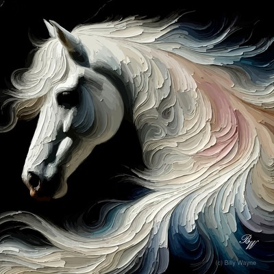 Beautiful Oil texture White Horse