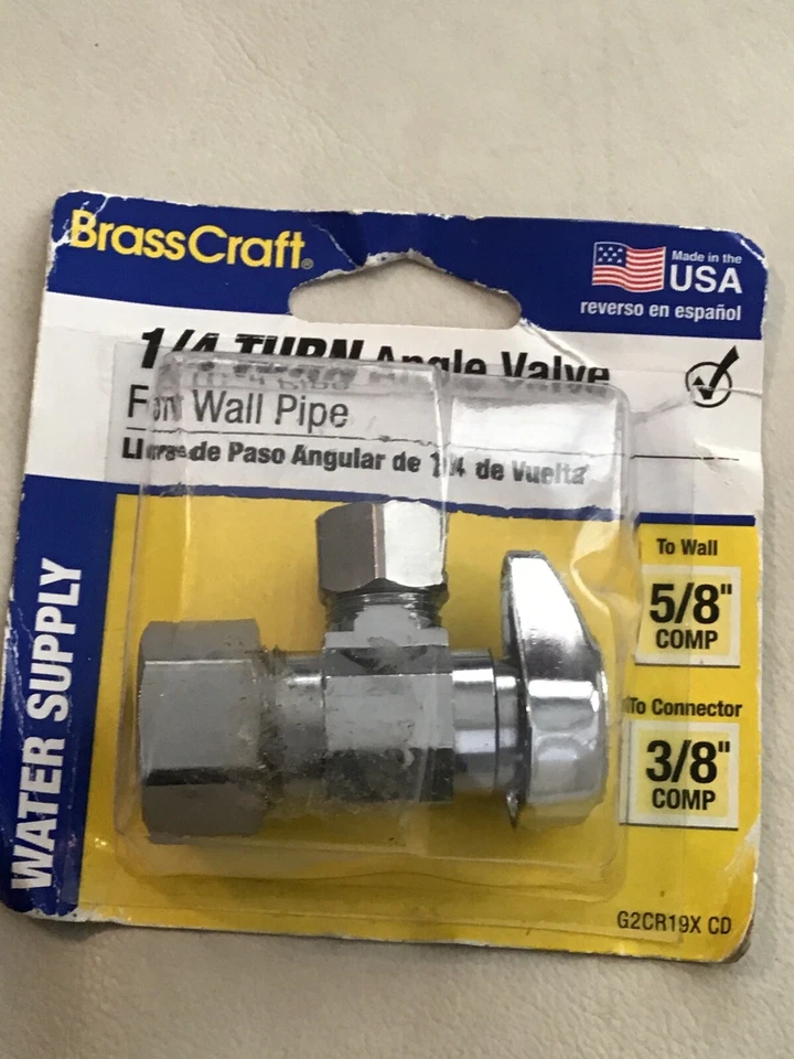 "Válvula de ángulo de giro de 1/4 de cromo CD artesanal de latón G2CR19X 5/8"" comp. X 3/8"" comp. ¡Nuevo!! Foto 2 de 4