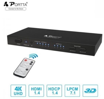 Portta 4×2 HDMI  Matrix with Audio 4K@30Hz (N4MT42A)