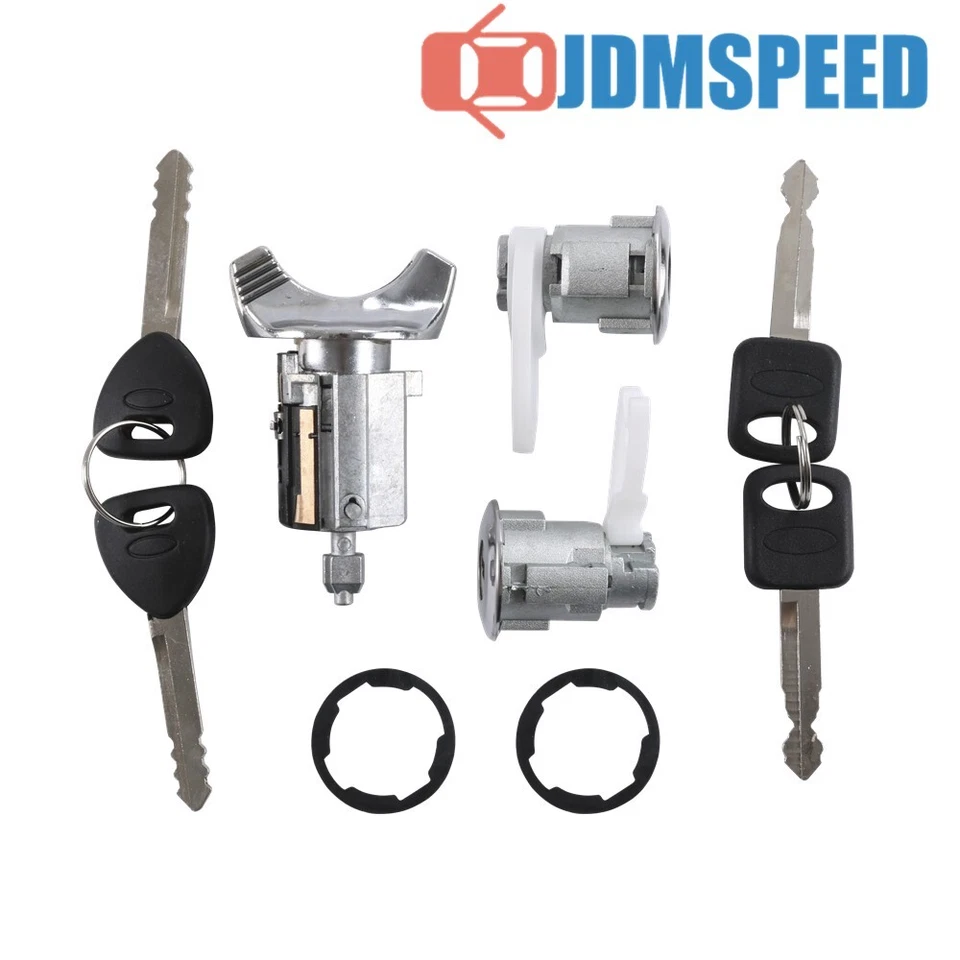 Ignition Key Switch Lock Cylinder Barrel & Door Tumbler Set Chrome For Ford - Image 2 of 4