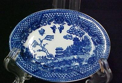 Blue Willow Miniature Platter Child's Tea Birds Trees Pagodas Porcelain 3H New 