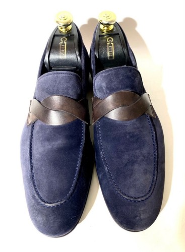Tom Ford Dark-Blue Suede + Leather 