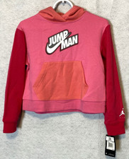 Nike Jump Man Embroidered Girls New With Tag Pink Hoodie Size Large