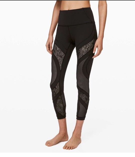 Women's LULULEMON Black Wunder Under Lace Leggings sz 2 | eBay