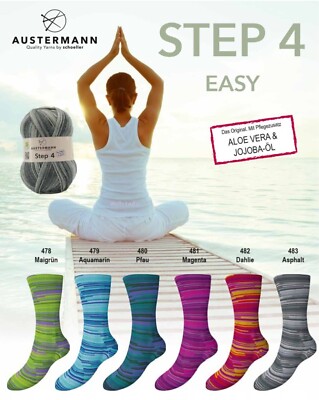 ''Austermann Step 4 EASY'' 100g Sockenwolle mit Aloe Vera & Jojoba-Öl