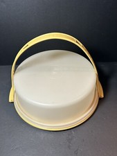 Vintage Tupperware Pie Cake Keeper Taker Carrier 719-2 Harvest Gold With Handle