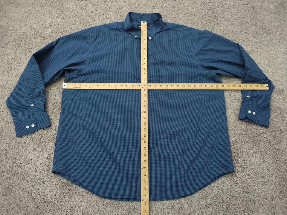 Camisa Roundtree & Yorke TravelSmart con botones para hombre XXL azul a rayas informal Foto 3 de 4