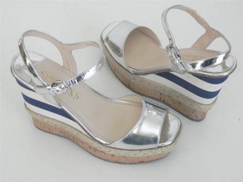 silver and white platform sandals