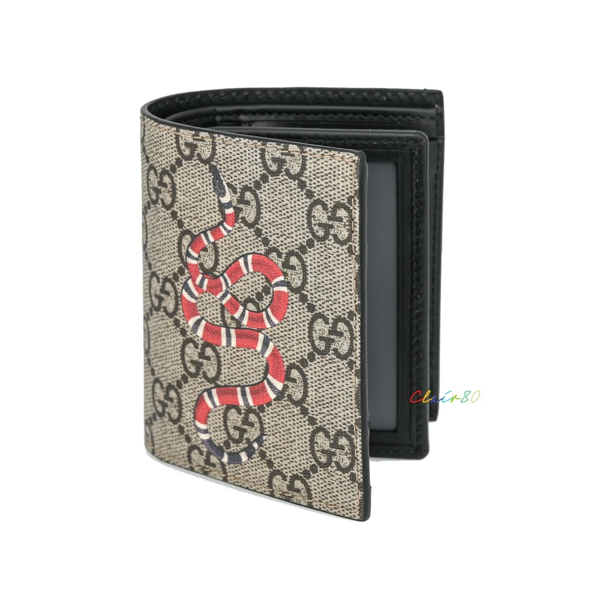 GG Supreme Black Kingsnake Print Small Wallet