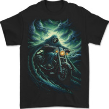 Skull Biker Motorcycle Motorbike Grim Reaper 17 Mens T-Shirt 100 Cotton