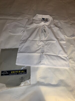 Size 10 Universal School Uniform S/S White Peter Pan Collar Button Top Shirt New