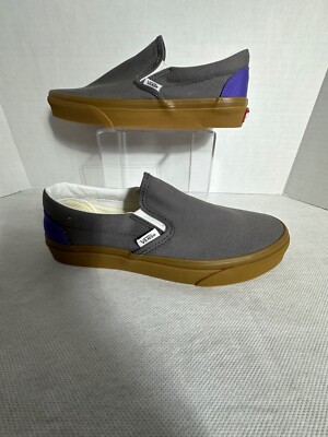 VANS  Off the Wall  Unisex Grey/Purple Slip On Sneakers 7M 8.5W NWOT