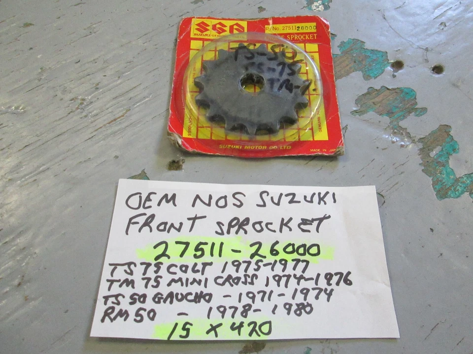 Piñón delantero 420 X 15 dientes vintage como nuevo OEM Suzuki TS / TM75 17511-26000 Foto 3 de 4