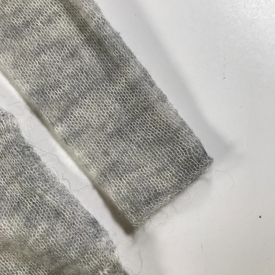 Zara 毛衣女式小号 Heather 灰色儿童马海毛 V 领开口针织紧身袖 — 第 3/4 张图片