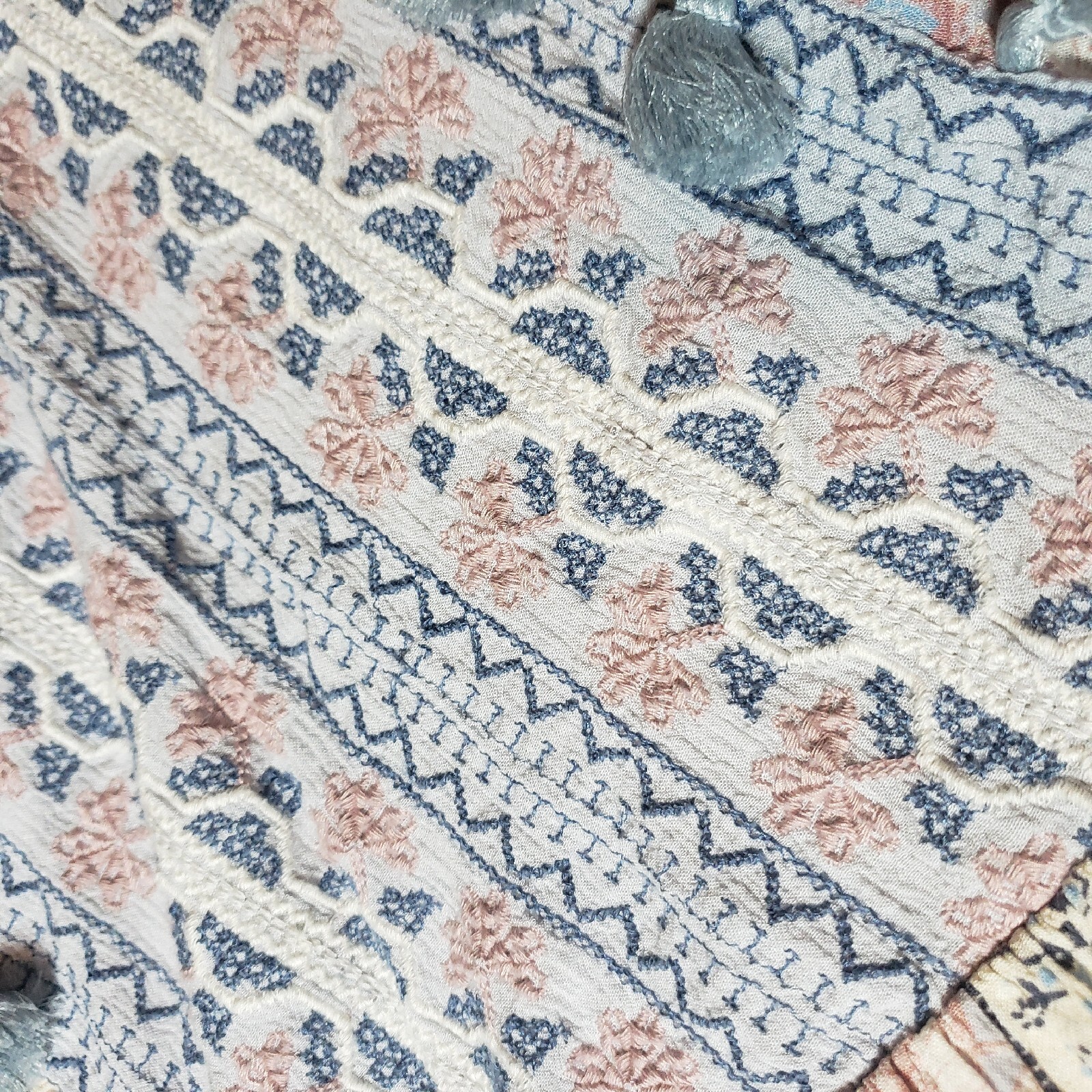 American Eagle Patchwork Peasant Top Embroidered … - image 9