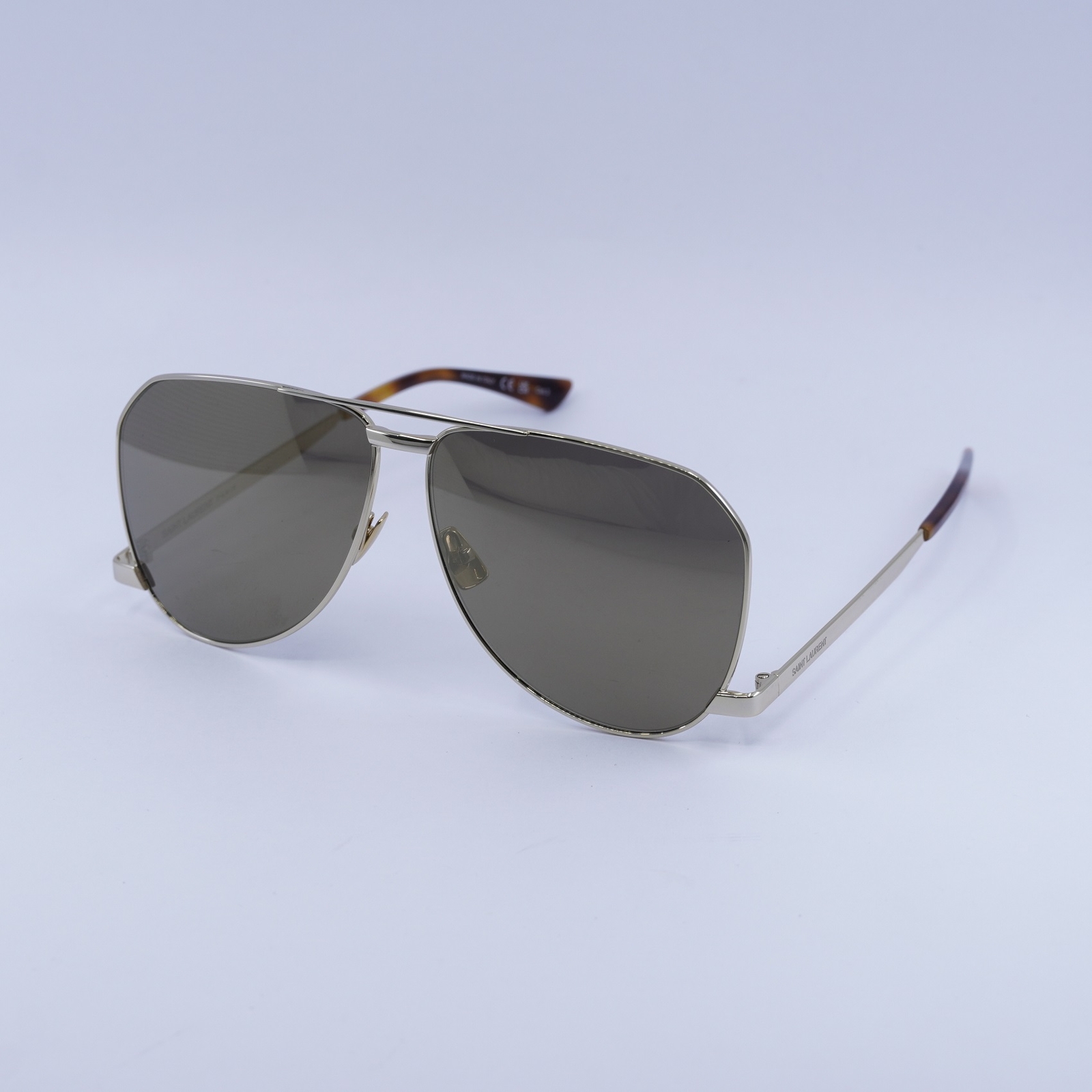 Occhiali da sole Saint Laurent SL690DUST 004 oro marrone oro specchio 61 11 140 nuovi a...