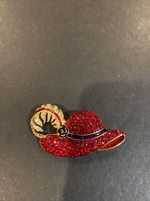 Scarlett O'Hara Red BBQ Hat Brooch Pin Rare! Red Hat Society