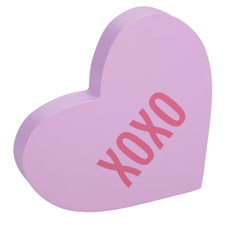Purple XOXO Pastel 5.75" Conversational Heart Valentine's Day Tabletop Decor