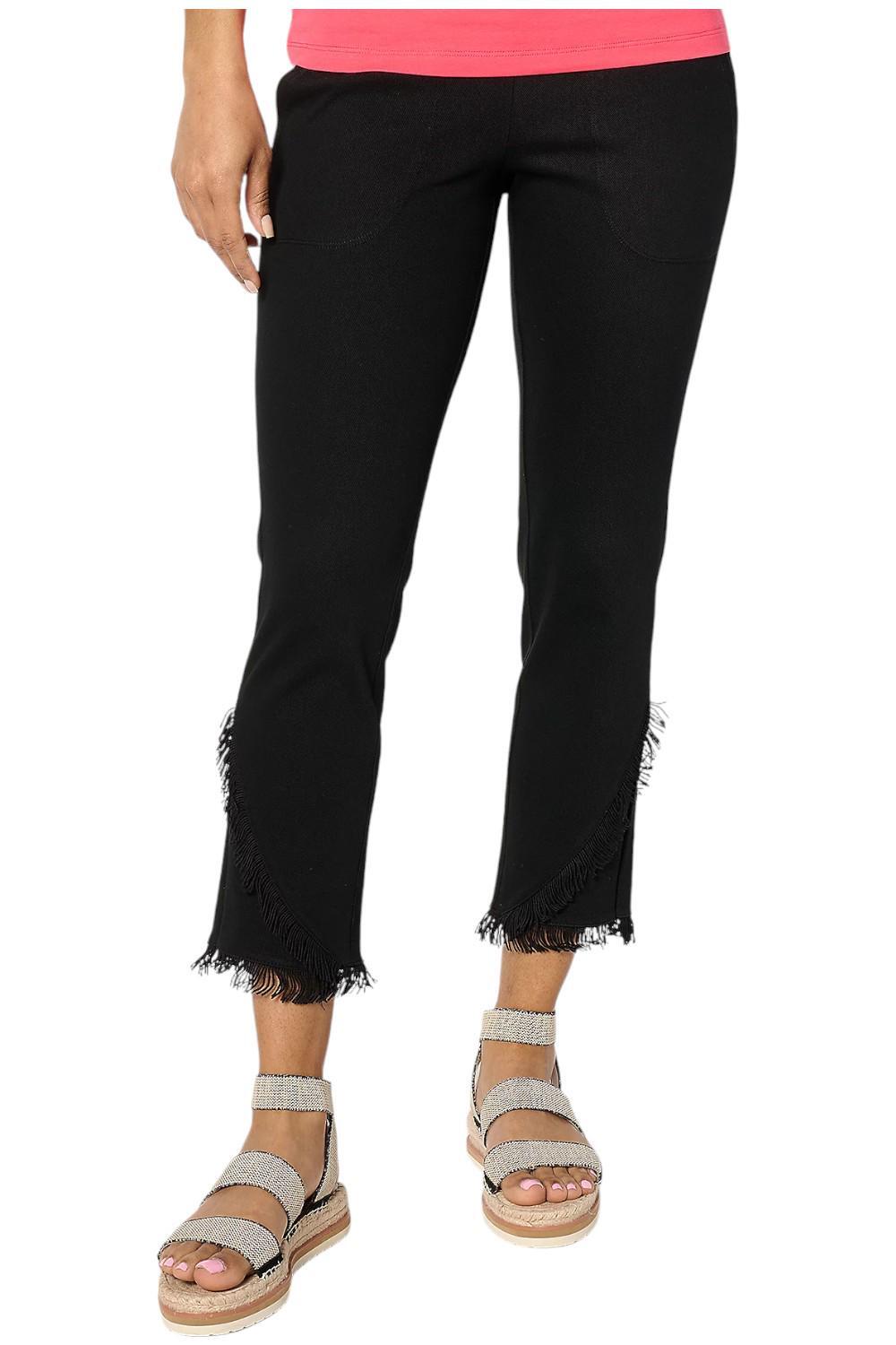 Женщины С Животик Управления Контроля Премьер-Эластичный Деним Урожай Брюки Чер