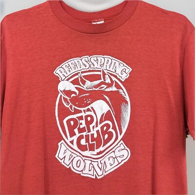 Vtg Reeds Spring Wolves Pep Band T Shirt Red Soft Missouri High School