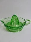 Vtg Green Depression Glass Juicer Reamer With Tab Handle 8x6 NICE