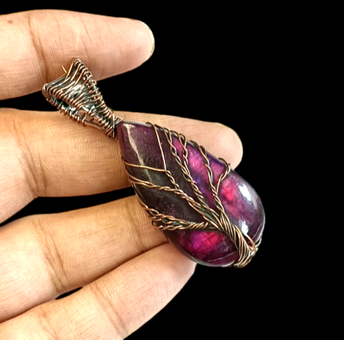 Tree Labradorite Pendant Copper Wire Wrapped Pendant Handmade Copper Jewelry - Picture 5 of 5