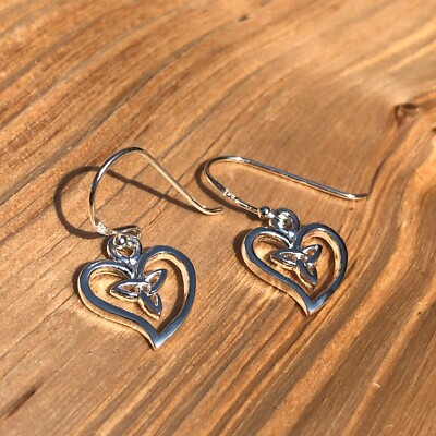 Personalised Sterling Silver Celtic Heart Drop Earrings