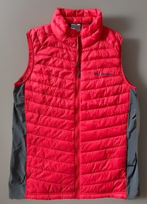 Columbia Puffer Vest Full Zip Lightweight Pockets Logo Stretch Red Medium JBHS