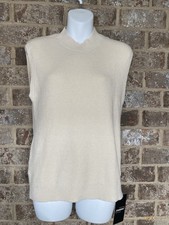 Fashion Sleeveless Ribbed Knit Tan Sweater Size Medium NWT