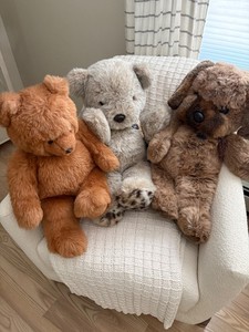 vintage gund large plush lot of 3 — two bears and one dog. 1980's