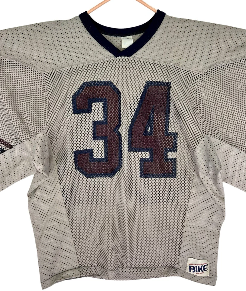 Camiseta deportiva de práctica de fútbol vintage años 80 bicicleta #36 gris malla recortada talla grande azul Foto 2 de 4