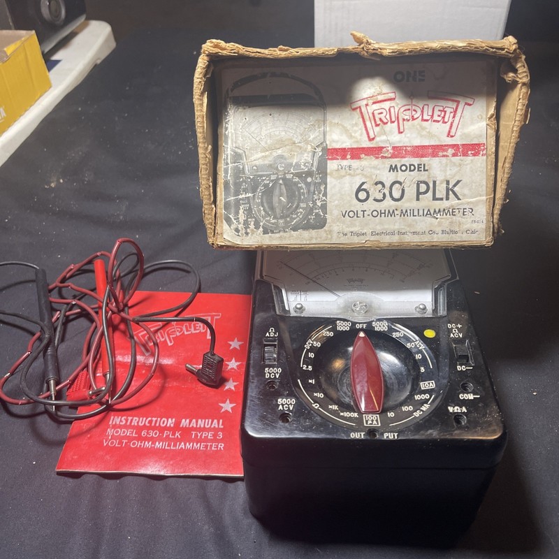 Vintage TRIPLETT Multimeter Tester Model #630-PLK  Type 3 With Probes