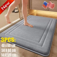 3PCS Bathroom Rug Memory Foam Bath Mat Set - Small Midium and Large Bath Rugs US