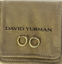 David Yurman Sculpted Cable Micro Huggie Hoop Earrings 18k Yellow Gold No Stone