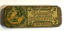Vintage Upjohn's Friable Quinine Pills Tin, One Dozen, Two Grains, c. 1900