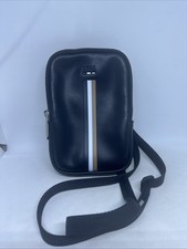 Hugo Boss Mens Crossbody Catch Phone Logo Pouch Bag Dark Black