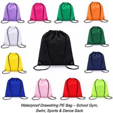 Showerproof  Drawstring PE Bag ? School, Gym, Swim ? Lot: Single / 5 / 10 Pack
