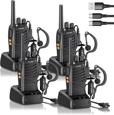 Long Range 100 Mile Walkie Talkie Two Way Radio Charge Headset Waterproof 4 PACK