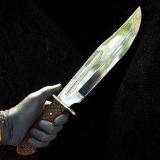 Custom Hand Made High Carbon Steel Hunting Bowie Knife W Leather Sheath UU 21