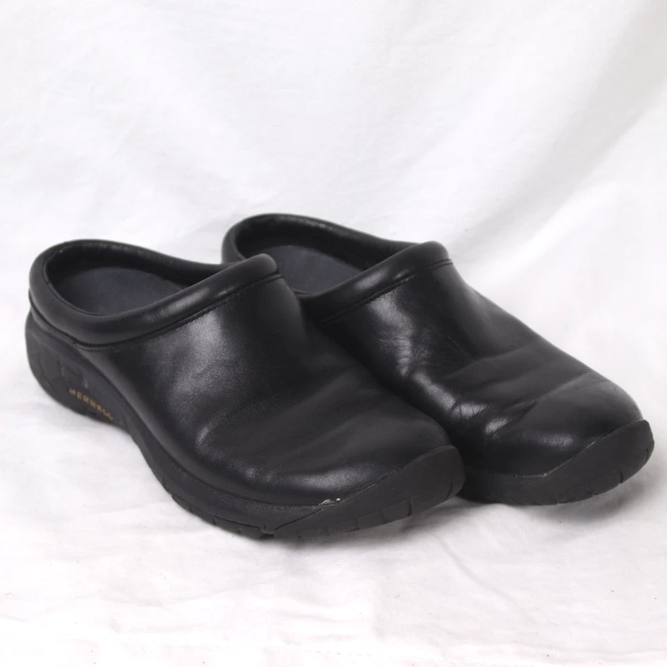 MERRELL Clogs Women's 10US 7.5UK 41EU Black Leather Mules Comfort Slip-On J48510 - Image 2 of 4