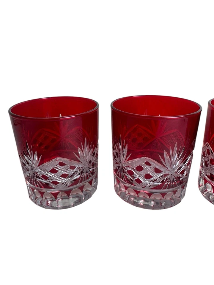 Juego de 4 vasos rojos Pottery Barn corte antiguo doble antiguo Foto 2 de 4