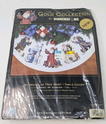 Dimensions Gold Collection St. Nicholas Tree Skirt Table Cover 8692 Ultra Rare