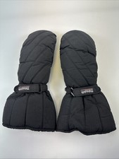 Thinsulate Long Mittens Black Insulated Cow Leather Palms Adjustable Mens Large